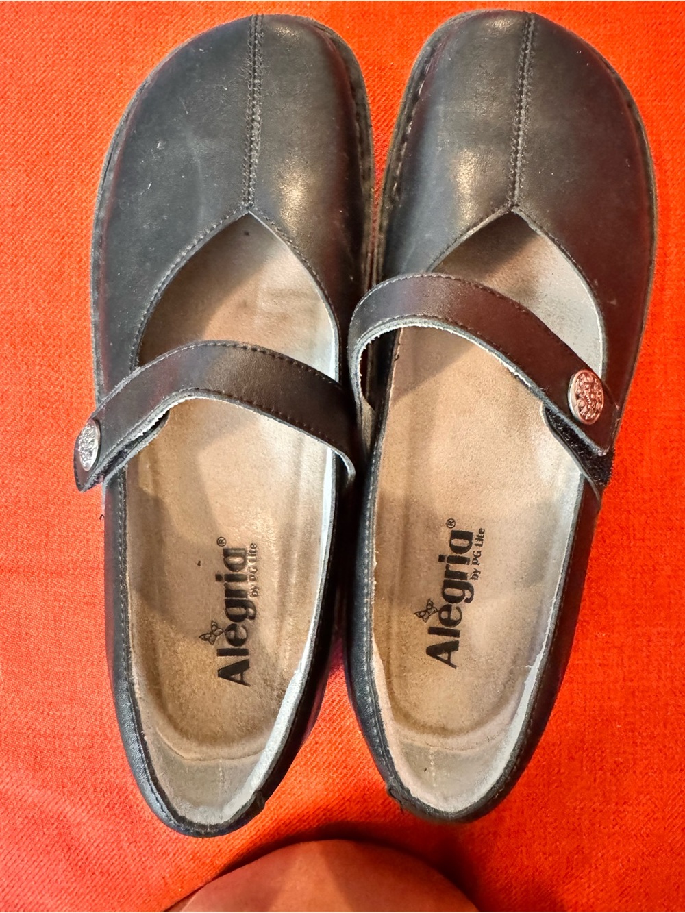 Alegria Black FAY sz 41 10.5 Leather Mary Jane Strap Shoes 601X